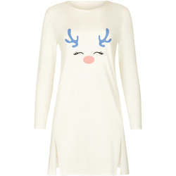 Textiel Dames Pyjama's / nachthemden Lisca Holiday  Nachthemd met lange mouwen Cheek Wit