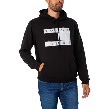 Textiel Heren Sweaters / Sweatshirts Tommy Jeans Normale vlagspray-pullover-hoodie Zwart