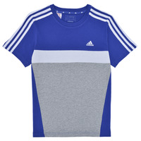Textiel Jongens T-shirts korte mouwen Adidas Sportswear J 3S TIB T Blauw / Wit / Grijs