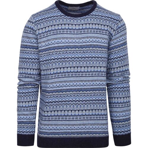 Textiel Heren Sweaters / Sweatshirts Suitable Prestige Fair Isle Pullover Blauw Blauw