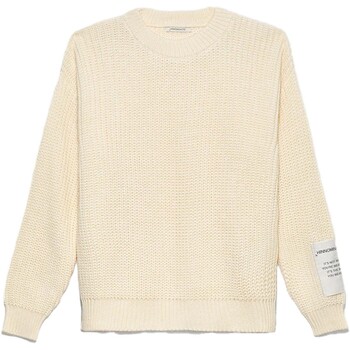 Textiel Dames Sweaters / Sweatshirts Hinnominate Maglia Corta Girocollo Costa Perlata Con Etichetta Wit