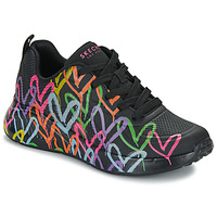 Schoenen Dames Lage sneakers Skechers UNO LITE GOLDCROWN - HEART OF HEARTS Zwart / Multicolour