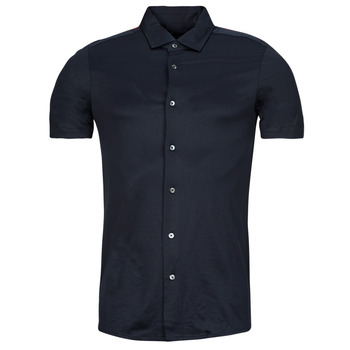 Emporio Armani Navy Blauw Kortemouw Overhemd voor Heren Black Heren