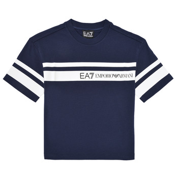 Textiel Jongens T-shirts korte mouwen Emporio Armani EA7 TSHIRT 3DBT58 Marine / Wit