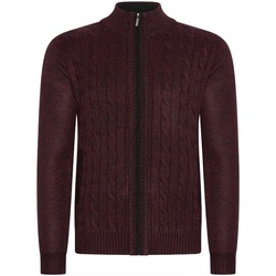 Textiel Heren Sweaters / Sweatshirts Cappuccino Italia Cable Cardigan Burgundy Rood