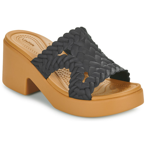 Schoenen Dames Leren slippers Crocs Brooklyn Woven Slide Heel Zwart