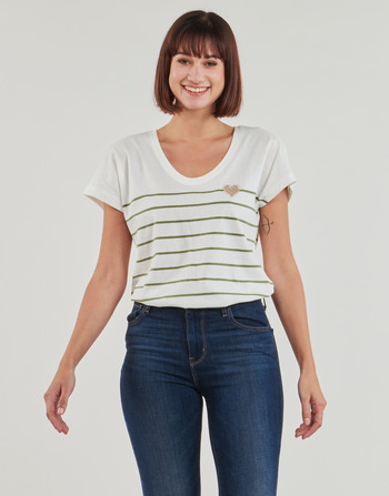 Textiel Dames T-shirts korte mouwen Only ONLEMILY Ecru / Groen