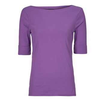 Textiel Dames T-shirts korte mouwen Lauren Ralph Lauren JUDY-ELBOW SLEEVE-KNIT Violet