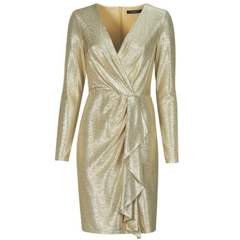 Textiel Dames Korte jurken Lauren Ralph Lauren CINLAIT-LONG SLEEVE-COCKTAIL DRESS Goud