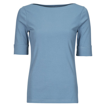 Textiel Dames T-shirts korte mouwen Lauren Ralph Lauren JUDY-ELBOW SLEEVE-KNIT Blauw