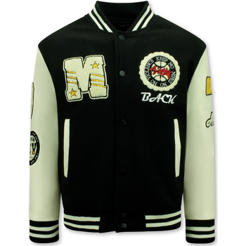 Enos Vintage Varsity Baseball Jacket Zwart