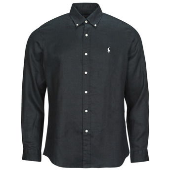 Textiel Heren Overhemden lange mouwen Polo Ralph Lauren CHEMISE COUPE DROITE EN LIN Zwart / Polo / Zwart