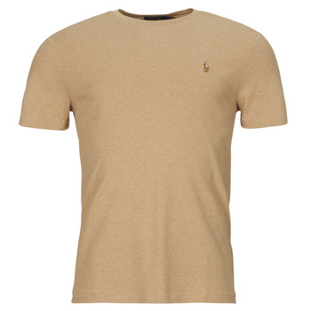 Textiel Heren T-shirts korte mouwen Polo Ralph Lauren T-SHIRT AJUSTE COL ROND EN PIMA COTON Beige / Gevlekt / Classic / Camel