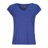 Textiel Dames T-shirts korte mouwen Pieces PCBILLO TEE LUREX STRIPES Blauw