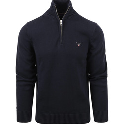 Textiel Heren Sweaters / Sweatshirts Gant Halfzip Trui Logo Navy Blauw