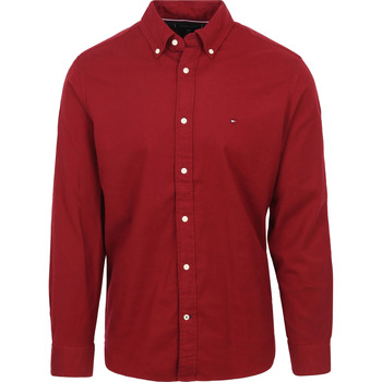Textiel Heren Overhemden lange mouwen Tommy Hilfiger Twill Overhemd Bordeaux Rood