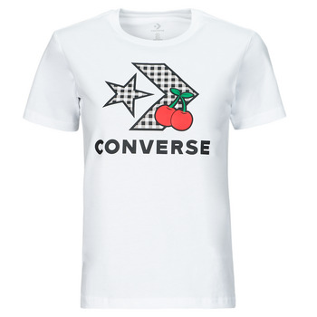 Textiel Dames T-shirts korte mouwen Converse CHERRY STAR CHEVRON INFILL TEE WHITE Wit