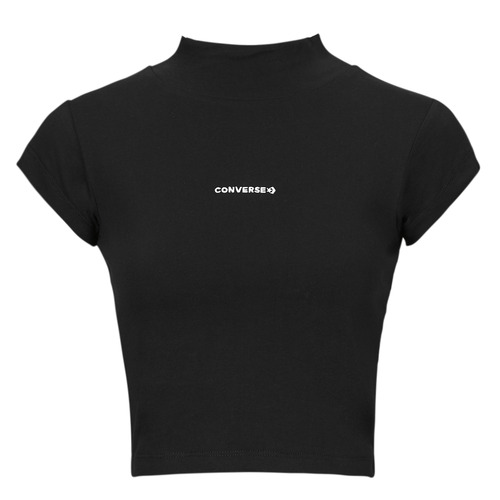 Textiel Dames T-shirts korte mouwen Converse WORDMARK TOP BLACK Zwart