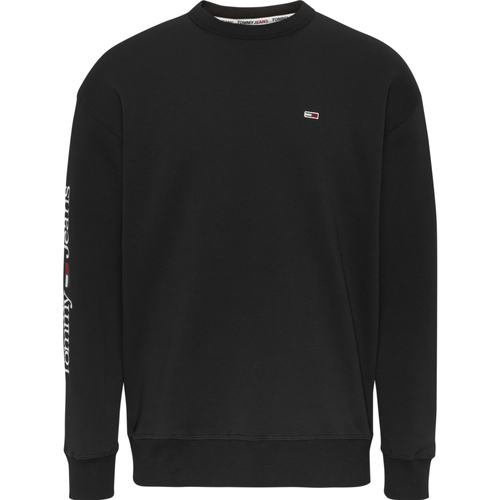 Textiel Heren Sweaters / Sweatshirts Tommy Jeans Reg Linear Placement Crew Sweater Zwart