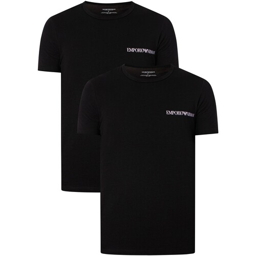 Textiel Heren T-shirts korte mouwen Emporio Armani Set van 2 lounge T-shirts met ronde hals Zwart