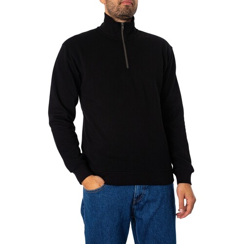 Textiel Heren Sweaters / Sweatshirts Jack & Jones Bradley sweatshirt met halve rits Zwart