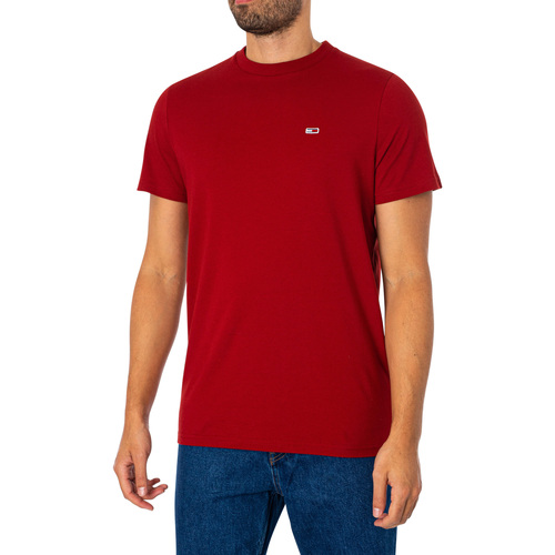 Textiel Heren T-shirts korte mouwen Tommy Jeans Slank jersey T-shirt Rood