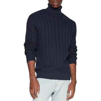 Selected Slhbrai Ls Knit Cable Roll Neck W Blauw