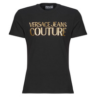 Textiel Heren T-shirts korte mouwen Versace Jeans Couture 76GAHT00 Zwart / Goud