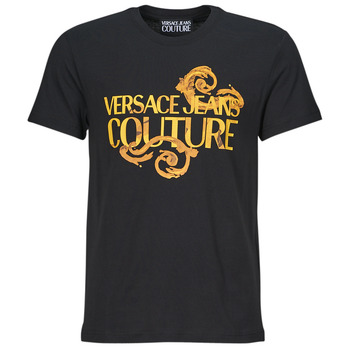 Textiel Heren T-shirts korte mouwen Versace Jeans Couture 76GAHG00 Zwart / Goud