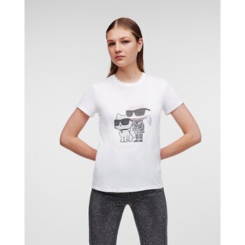Textiel Dames T-shirts & Polo’s Karl Lagerfeld 230W1772 IKONIK 2 0 Wit