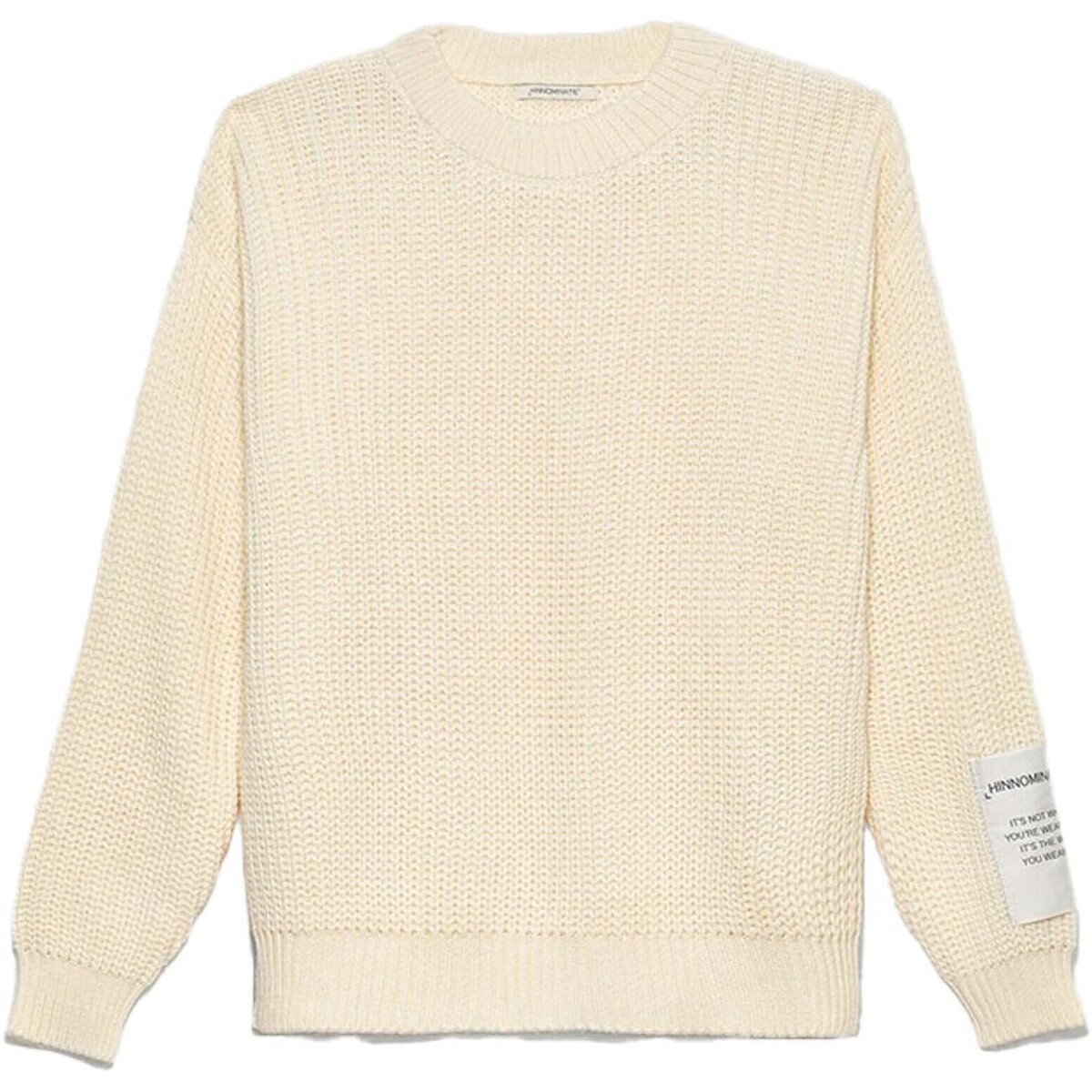 Textiel Dames Sweaters / Sweatshirts Hinnominate Maglia Girocollo  Manica Lunga Con Etichetta Beige