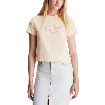 Textiel Dames T-shirts & Polo’s Calvin Klein Jeans  Geel