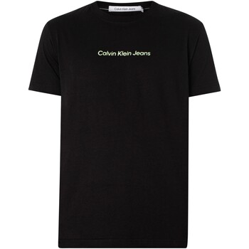 Calvin Klein Jeans T-shirt Korte Mouw T-shirt met gespiegeld logo op de achterkant