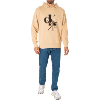 Calvin Klein Jeans Pullover-hoodie met gespiegeld logo Beige
