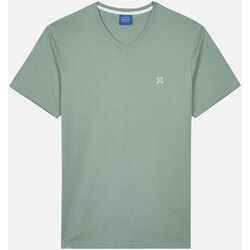 Textiel Heren T-shirts korte mouwen Oxbow Effen T-shirt met V-hals 4flo geborduurd op de borst TIVE Groen