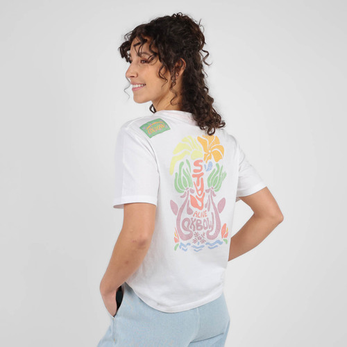 Textiel Dames T-shirts korte mouwen Oxbow T-shirt van biologisch katoen met print TOBAB Wit