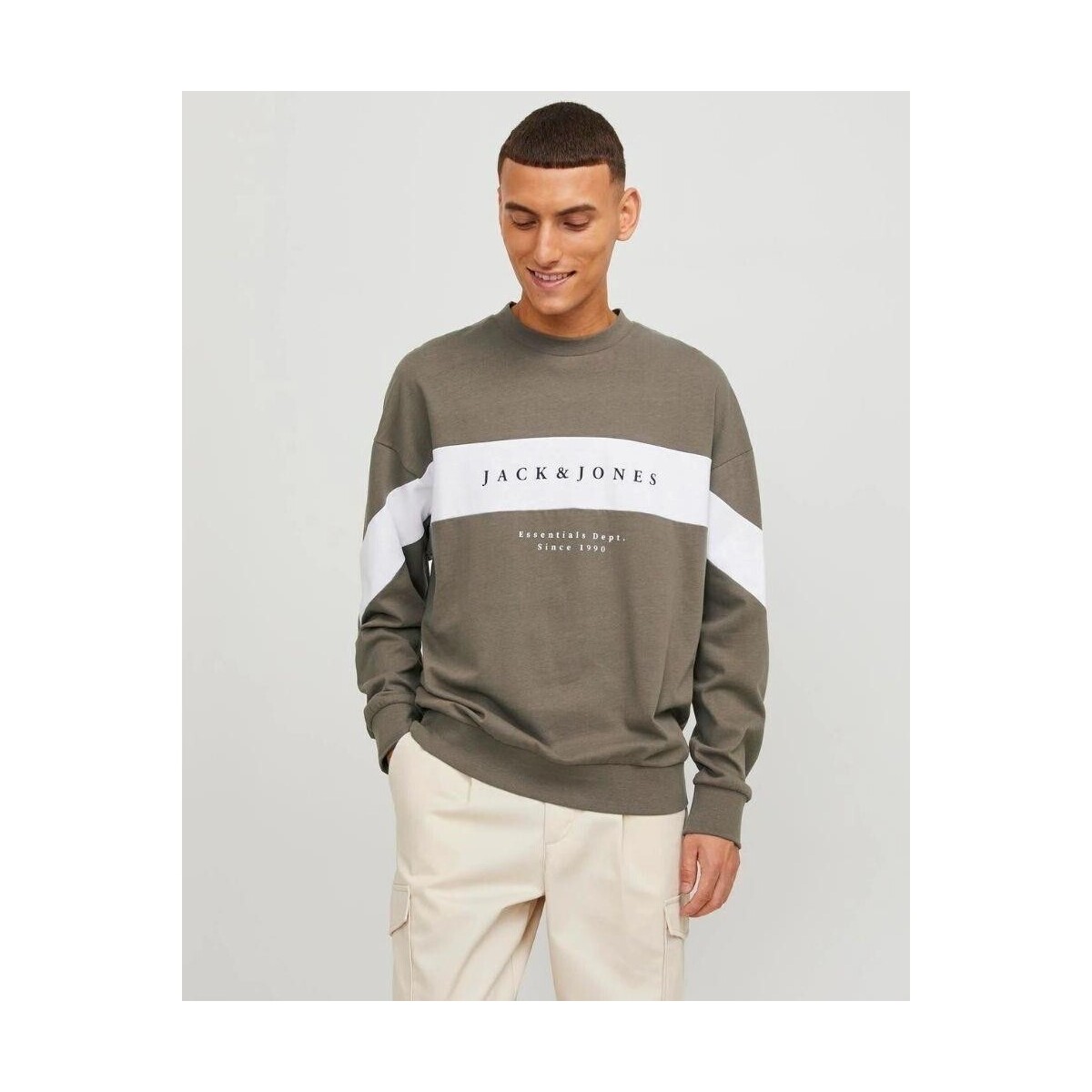Textiel Heren Sweaters / Sweatshirts Jack & Jones 12249979 ETIMO BLOCKING SWEAT CRWE NECK Bruin