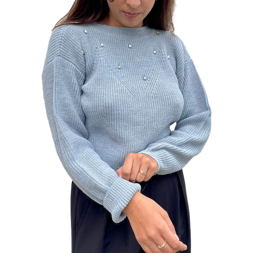 Textiel Dames Sweaters / Sweatshirts Kontatto Girocollo Strass Marine