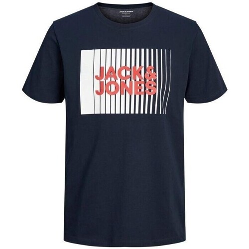 Textiel Heren T-shirts korte mouwen Jack & Jones 12233999 ECORP LOGO TEE PLAY SS O NECK Blauw