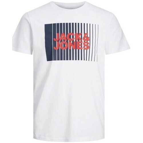 Textiel Heren T-shirts korte mouwen Jack & Jones 12233999 ECORP LOGO TEE PLAY SS O NECK Wit