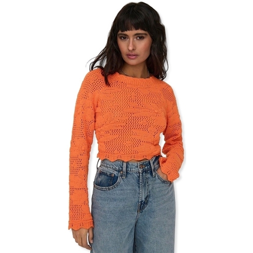 Textiel Dames Truien Only Cille Life Knit L/S - Tangerine Oranje