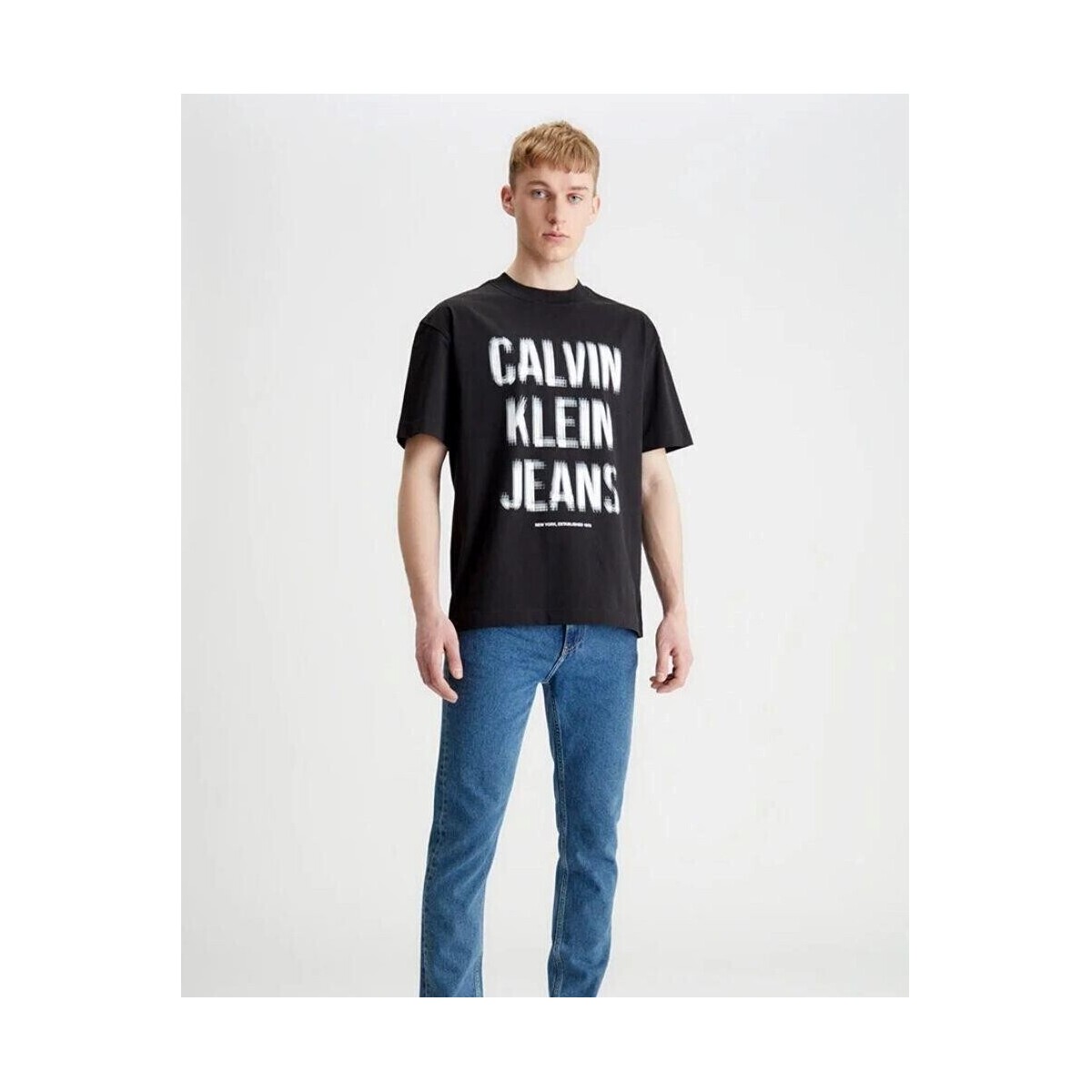 Textiel Heren T-shirts korte mouwen Calvin Klein Jeans J30J324648BEH Zwart