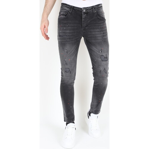 Textiel Heren Skinny jeans Mario Morato Ripped Biker Jeans Verfspatten Grijs