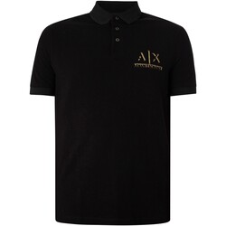 Textiel Heren Polo's korte mouwen EAX Poloshirt met logo op de borst Zwart