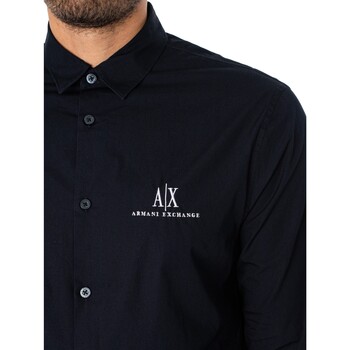 EAX Shirt met logo op de borst Blauw