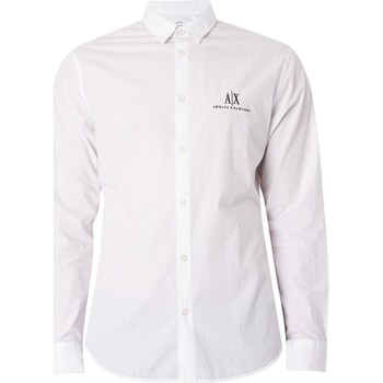 EAX Overhemd Lange Mouw Shirt met logo op de borst