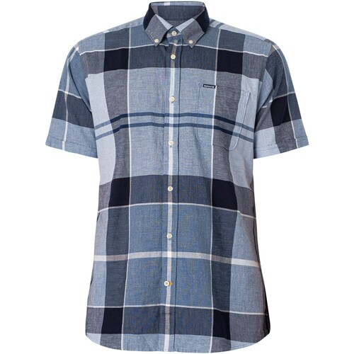 Textiel Heren Overhemden korte mouwen Barbour Doughill op maat gemaakt overhemd met korte mouwen Blauw