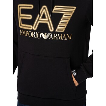 Emporio Armani EA7 Grafische neon trui met capuchon Zwart