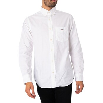 Textiel Heren Overhemden lange mouwen Gant Normaal Oxford-overhemd Wit