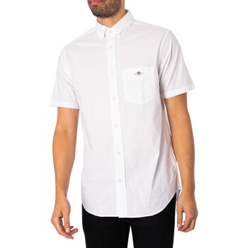 Textiel Heren Overhemden lange mouwen Gant Normaal poplin overhemd met korte mouwen Wit